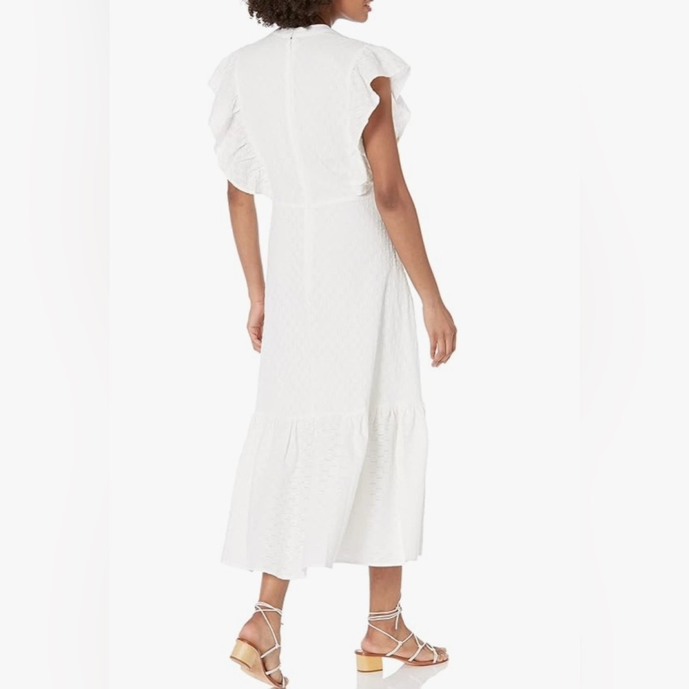 BCBGMAXAZRIA Women's Short Ruffle Sleeve Fit and Flare Mini Dress S - Picture 3 of 5